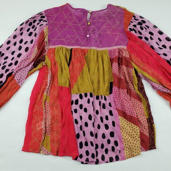 Blank London Miranda Peasant Blouse Womens Large Pink Anthropologie Boho Top - Picture 9 of 16